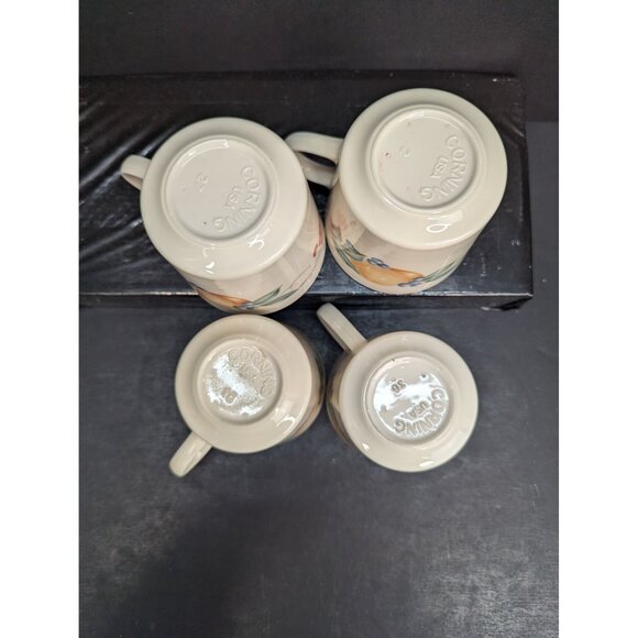 Vintage Corning USA Abundance Fruit Design 6 Oz Coffee/Tea Cup Set of 4 - Picture 7 of 8